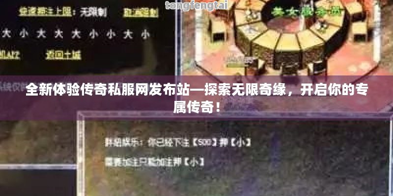 全新体验传奇私服网发布站—探索无限奇缘，开启你的专属传奇！